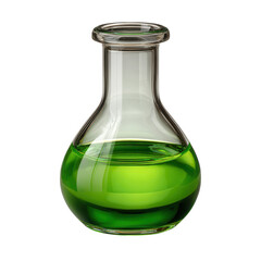 Green liquid in a flask isolated on white