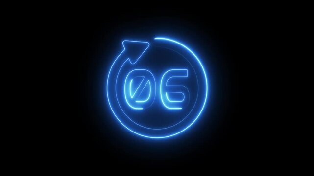 Neon countdown number.  6 hours timer animation.
