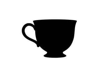 Silhouette of a Teacup Isolated on White Background