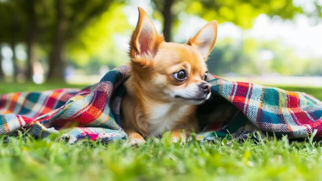 chihuahua puppy in the grass