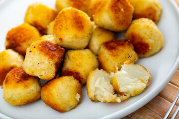Popular European dish is cheese whimsy, made from the most delicate cheese and fried until golden brown