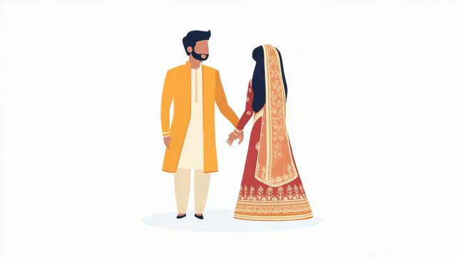 Indian couple in traditional wedding attire 
