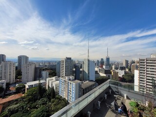 Vista da cidade de São Paulo a partir de um edifício da Avenida Paulista, Brasil