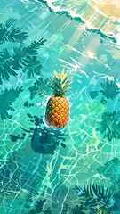 Minimalist Tropical Scene with Pineapple

