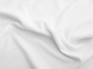 White wavy fabric background. Wrinkled cloth
