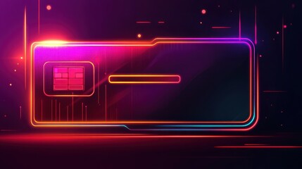 Obraz premium Futuristic chip graphic, glowing neon colors, dark background
