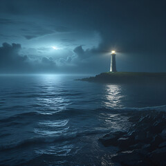 Fototapeta premium lighthouse in the middle of sea