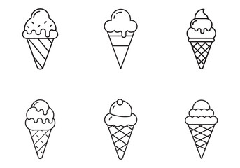 ice cream cone icon line art vector illustration