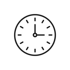 Simple clock icon with hands showing time on transparent background for graphic design