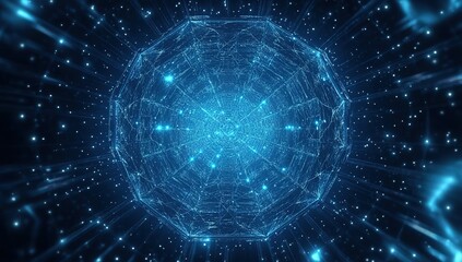 Obraz premium Abstract blue technology background with a hexagonal pattern for a digital and science concept vector illustration. Digital abstract futuristic geometric tech wallpaper design with connection