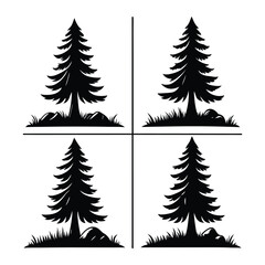 Obraz premium Stylized Pine Tree Silhouettes