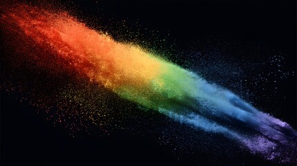 LGBT pride-themed powder blast, bright rainbow dust on transparent background