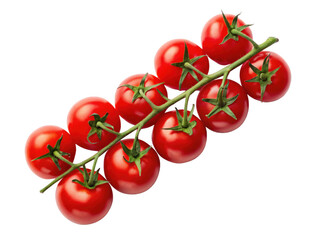 A bunch of ripe cherry tomatoes Isolated on a transparent background