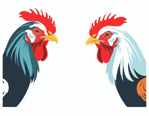 Two roosters look at each other fight duel of two roosters vector image on a white background