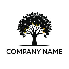 Obraz premium Silhouette tree logo with company name