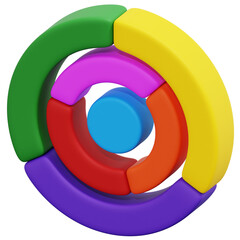 3D Colorful Multi Ring Chart Icon