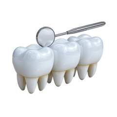 Dental mirror with teeth isolated on transparent