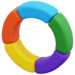 3D Five Segment Donut Chart Icon
