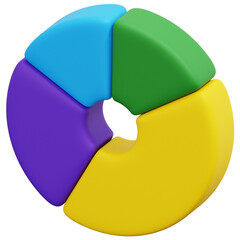 3D Four Color Donut Chart Icon