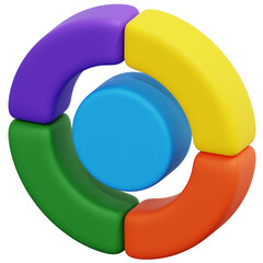 3D Four Ring Segment Diagram Icon