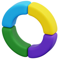 3D Four Section Donut Chart Icon