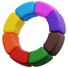 3D Eight Segment Donut Diagram Icon
