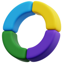 3D Four Section Donut Chart Icon