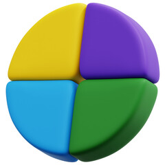 3D Four Segment Circle Chart Icon