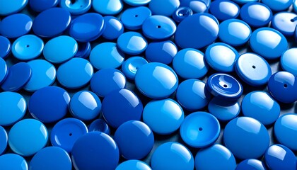 Shiny blue buttons in a close-up