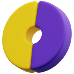 3D Half Split Donut Chart Icon