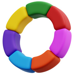 3D Seven Color Donut Chart Icon