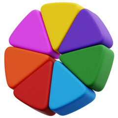 3D Seven Color Segment Circle Icon