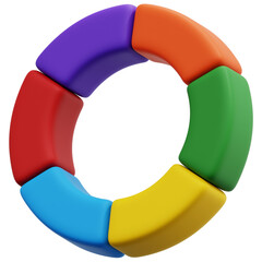 3D Six Color Donut Diagram Icon