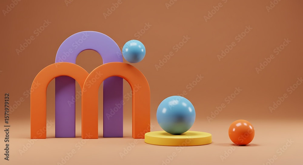 Fototapete colorful geometric shapes create a modern abstract 3d rendered composition