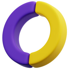 3D Two Color Donut Chart Icon