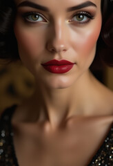 Fototapeta premium Woman with bold makeup and red lips