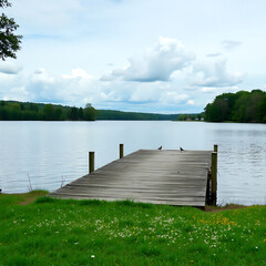 wooden pier on the lake