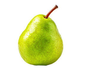 3D Render a green pear with a brown stem on a white background