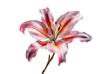 3D Render a pink flower with a stem on a white background