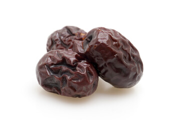 Dried Red Jujube on White Background - Chinese Dates Food Photography