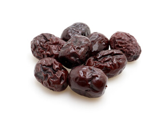 Dried Red Jujube on White Background - Chinese Dates Food Photography