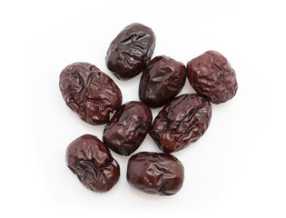 Dried Red Jujube on White Background - Chinese Dates Food Photography
