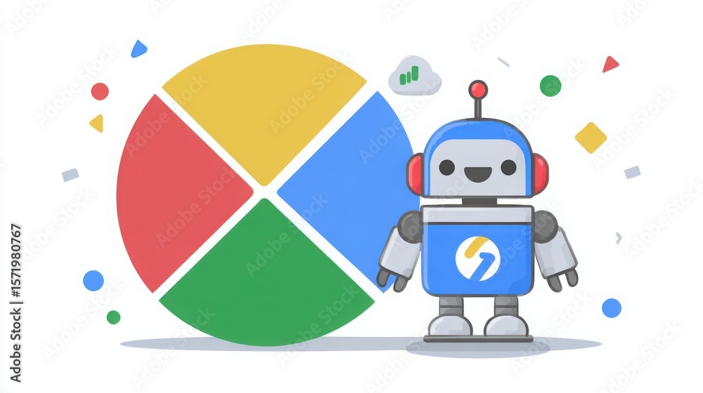 Poster robot featuring a distinctive in a conceptual ai stakeholder dashboard setting with futuristic eleme