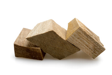 Camphor Wood Blocks on White Isolated Background &ndash; Raw Lumber Offcuts for Woodworking
