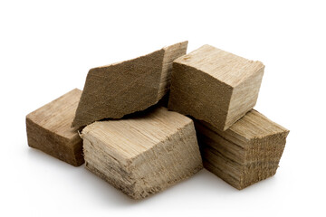 Camphor Wood Blocks on White Isolated Background &ndash; Raw Lumber Offcuts for Woodworking