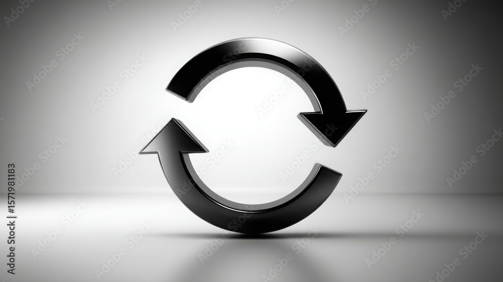 Poster black arrow symbol representing business cycle in circular motion indicating flow and direction in p