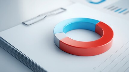 Red and blue circular icon on clean white sheet representing technology metrics and dashboard measurement concepts