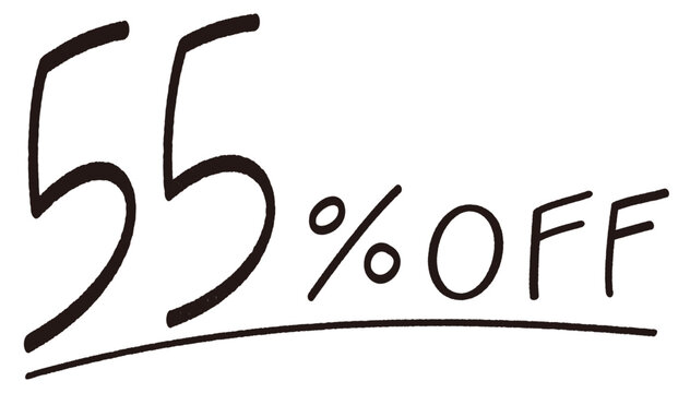 手描きの55%OFFの文字のイラスト