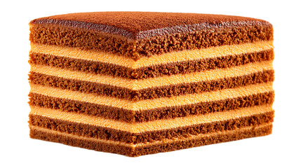 Fototapeta premium Chocolate Cake with Orange Cream Filling on Transparent Background