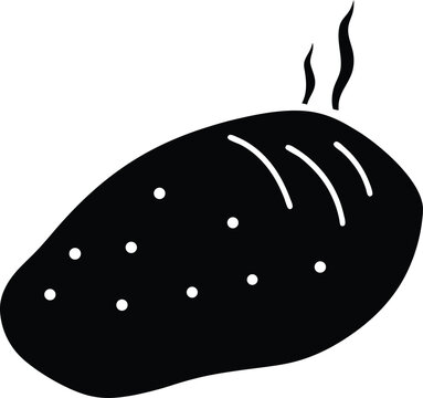 black baked potato with steam clip art preview